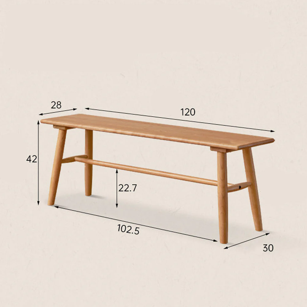 Acuto Natural Solid Cherry Dining Bench - Image 11