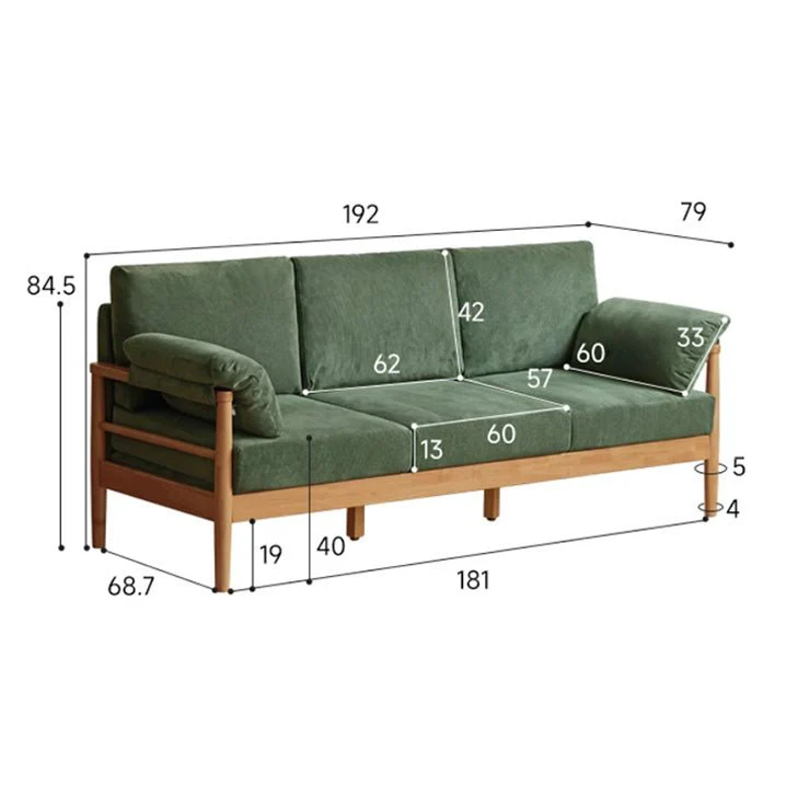 Akita Solid Rubber Wood Sofa - Image 9