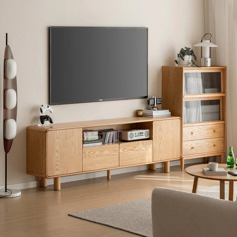 Alia Natural Solid Oak Tall Entertainment Unit