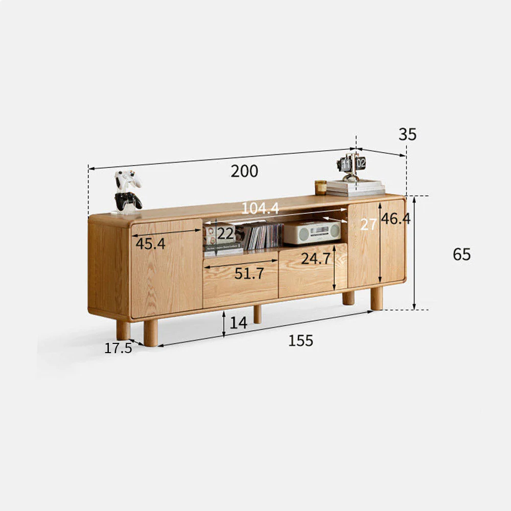 Alia Natural Solid Oak Tall Entertainment Unit - Image 13
