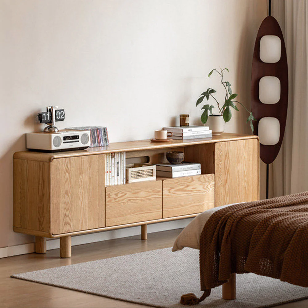 Alia Natural Solid Oak Tall Entertainment Unit - Image 2
