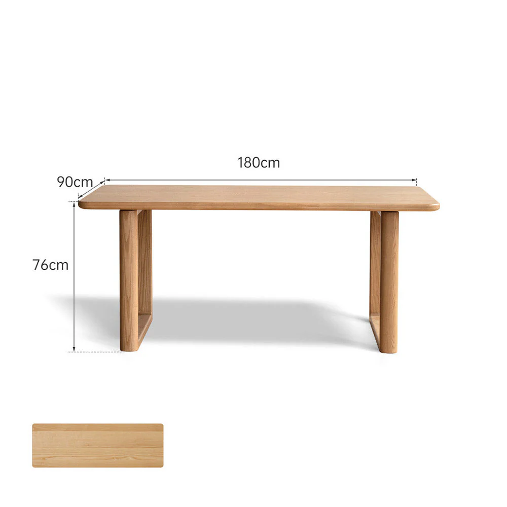 Ancona Natural Solid Ash Rectangular-Leg Dining Table - Image 11