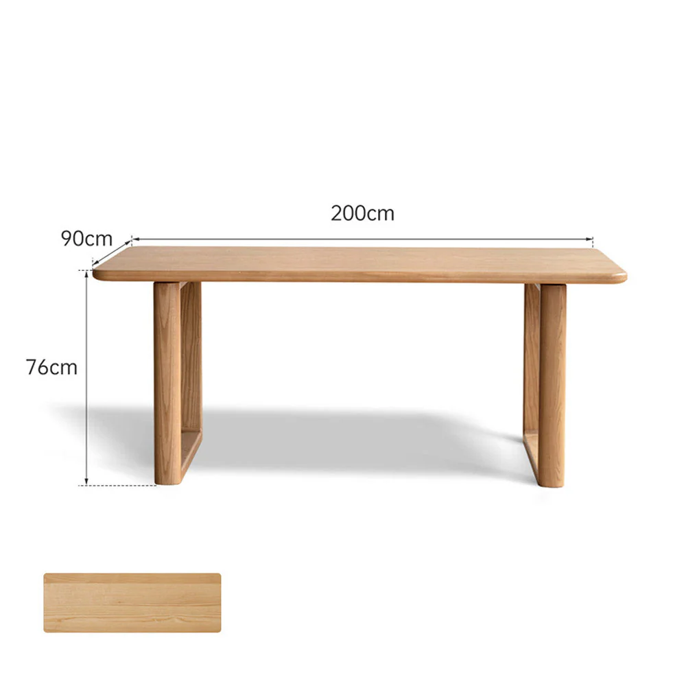 Ancona Natural Solid Ash Rectangular-Leg Dining Table - Image 12