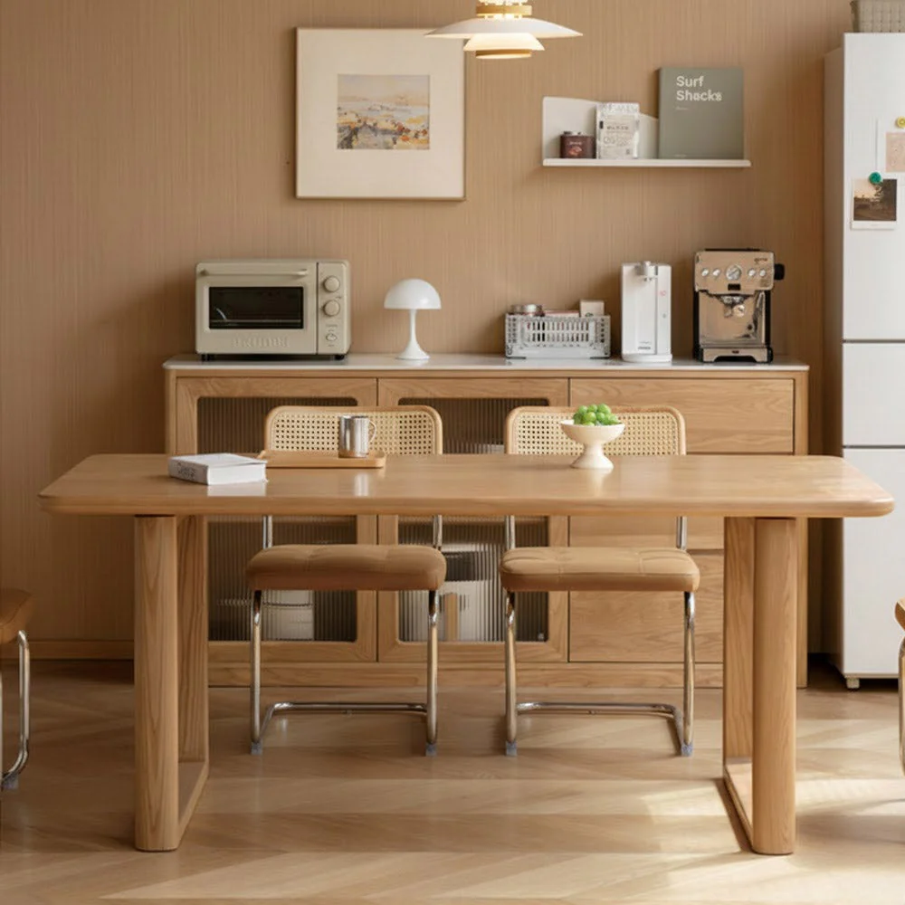 Ancona Natural Solid Ash Rectangular-Leg Dining Table - Image 2