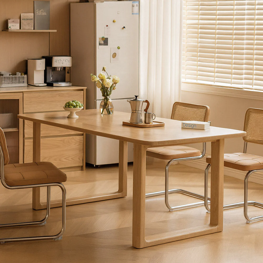 Ancona Natural Solid Ash Rectangular-Leg Dining Table - Image 4