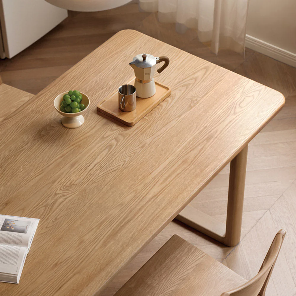 Ancona Natural Solid Ash Rectangular-Leg Dining Table - Image 5