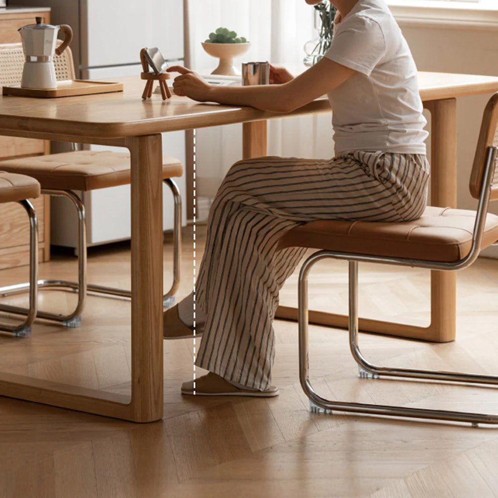 Ancona Natural Solid Ash Rectangular-Leg Dining Table - Image 6