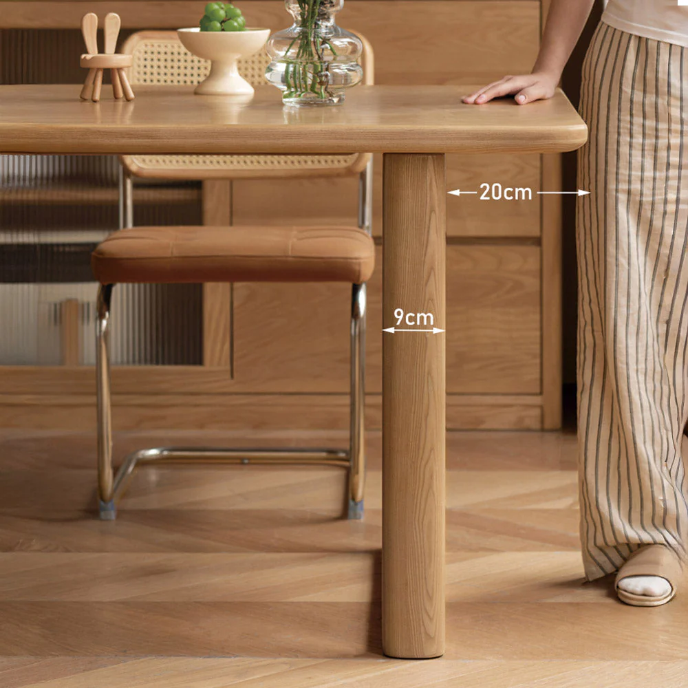 Ancona Natural Solid Ash Rectangular-Leg Dining Table - Image 7