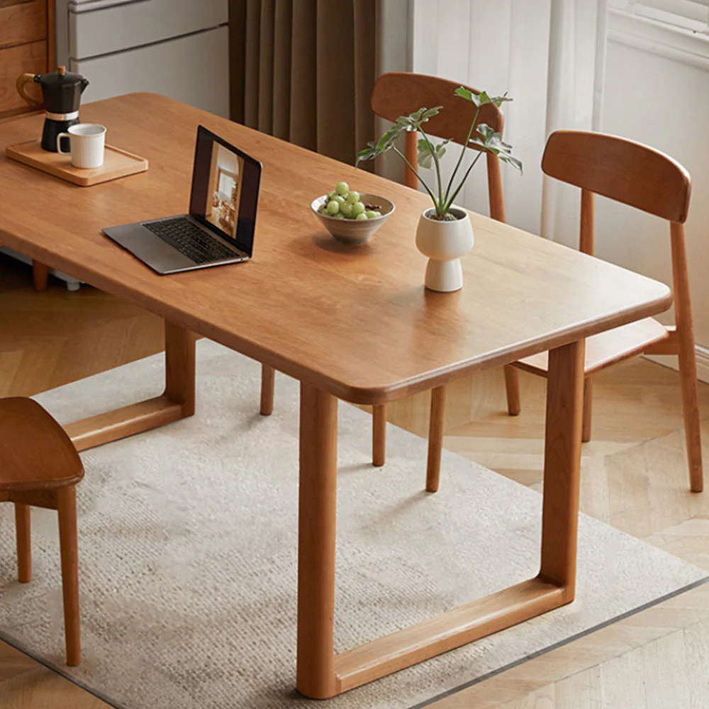 Ancona Natural Solid Cherry Rectangular-Leg Dining Table - Image 3