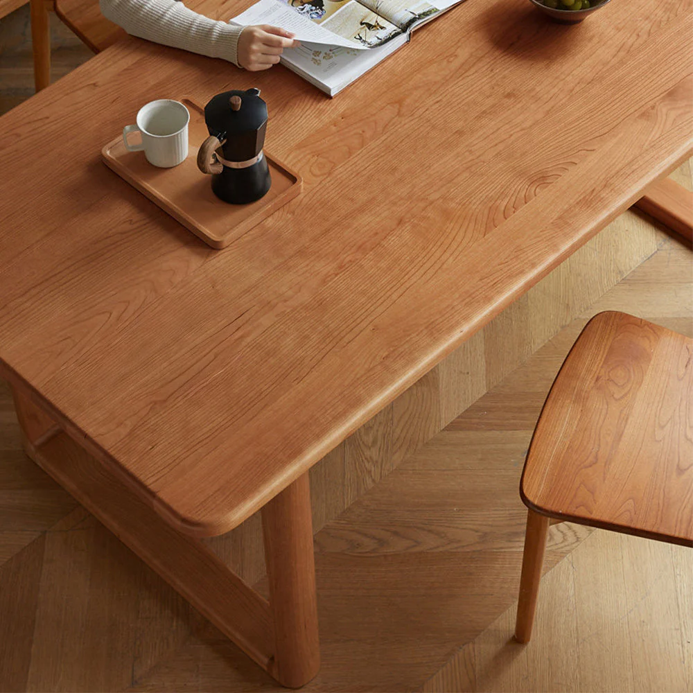 Ancona Natural Solid Cherry Rectangular-Leg Dining Table - Image 4