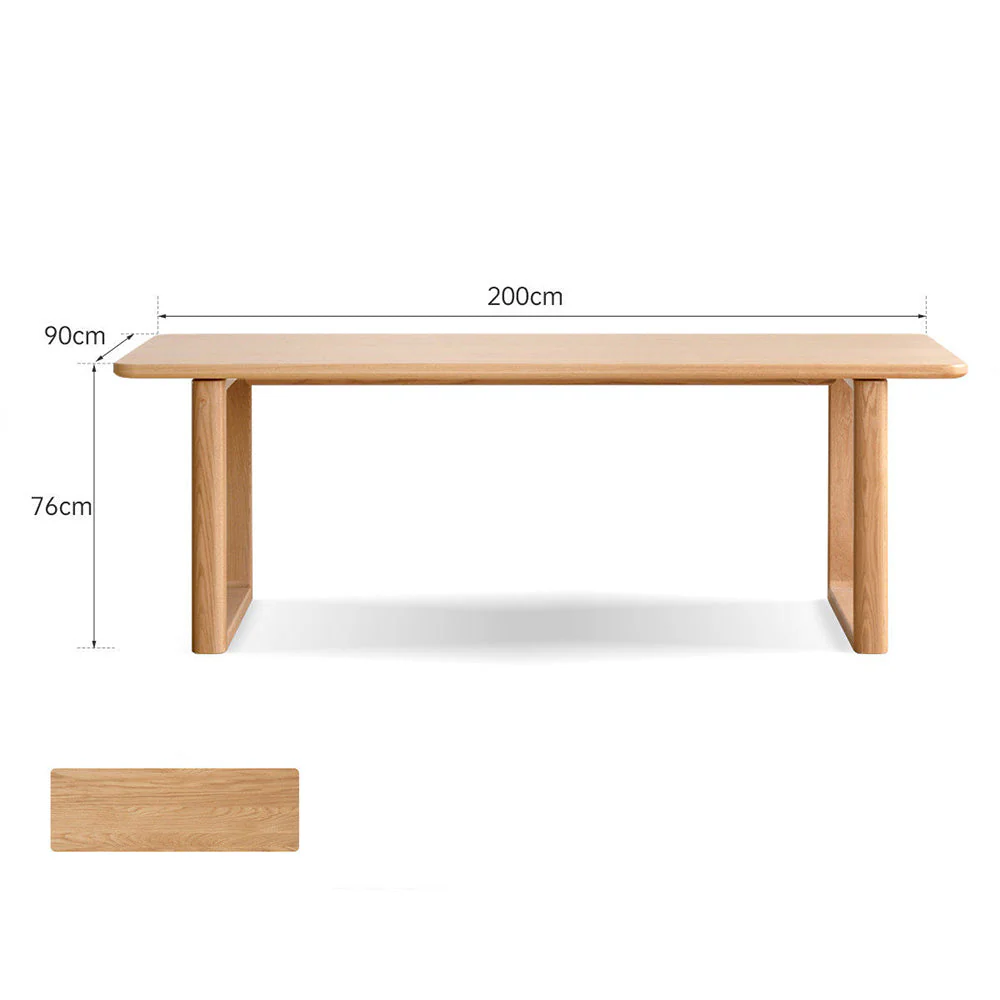 Ancona Natural Solid Oak Rectangular-Leg Dining Table - Image 10