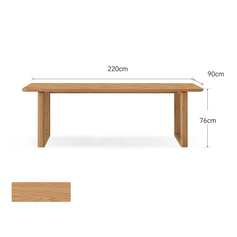 Ancona Natural Solid Oak Rectangular-Leg Dining Table - Image 11