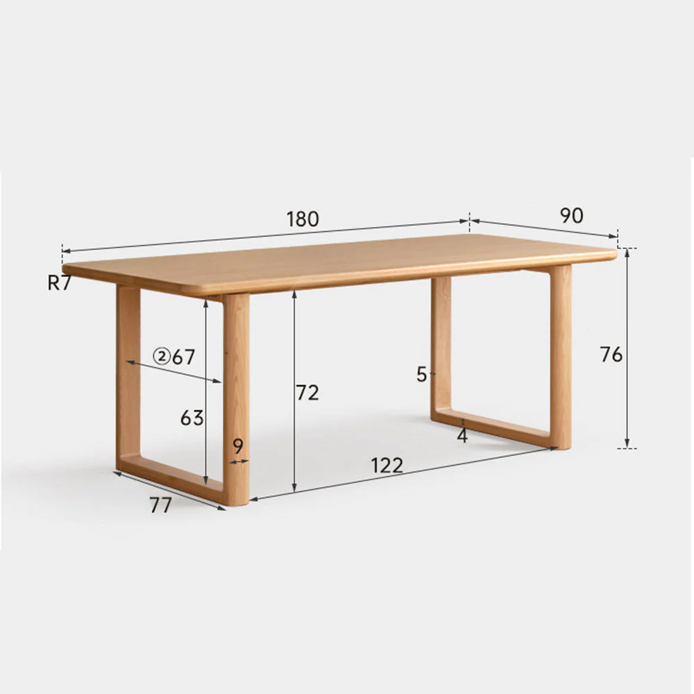 Ancona Natural Solid Oak Rectangular-Leg Dining Table - Image 12