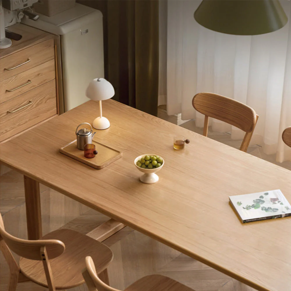 Ancona Natural Solid Oak Rectangular-Leg Dining Table - Image 2