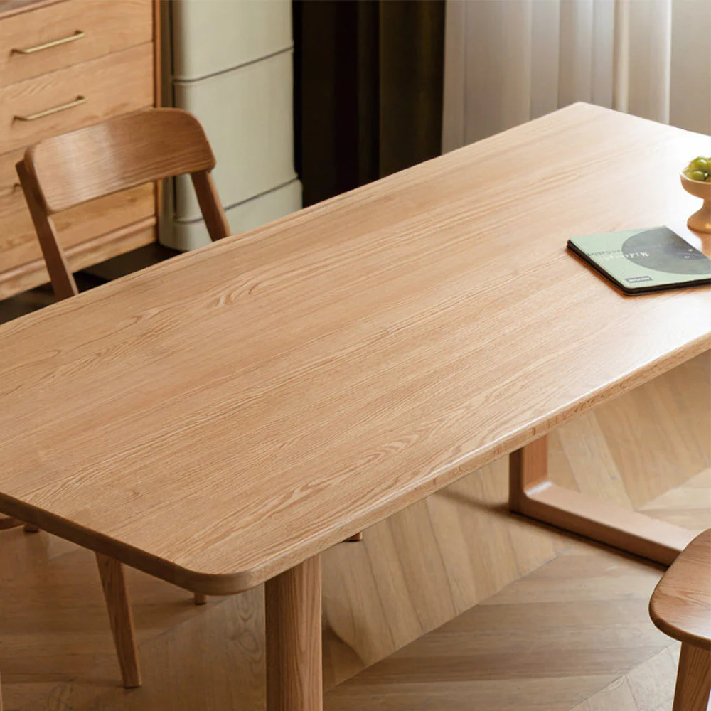 Ancona Natural Solid Oak Rectangular-Leg Dining Table - Image 3