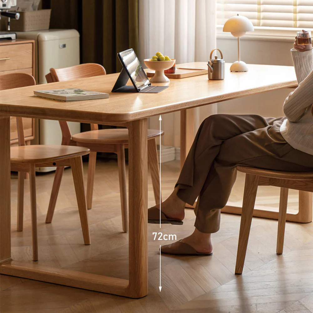 Ancona Natural Solid Oak Rectangular-Leg Dining Table - Image 4