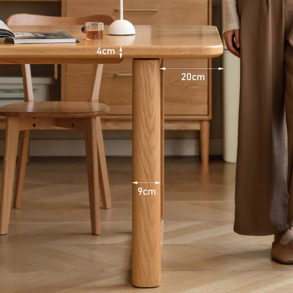 Ancona Natural Solid Oak Rectangular-Leg Dining Table - Image 5