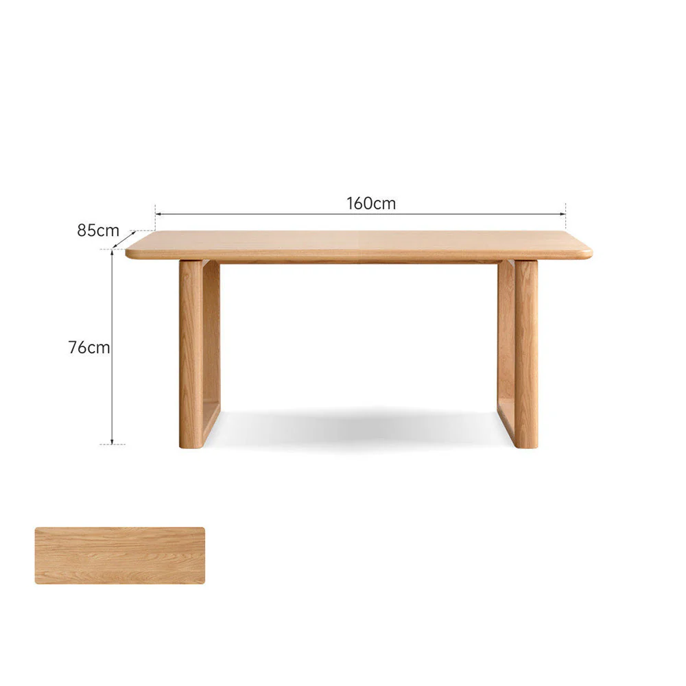 Ancona Natural Solid Oak Rectangular-Leg Dining Table - Image 8