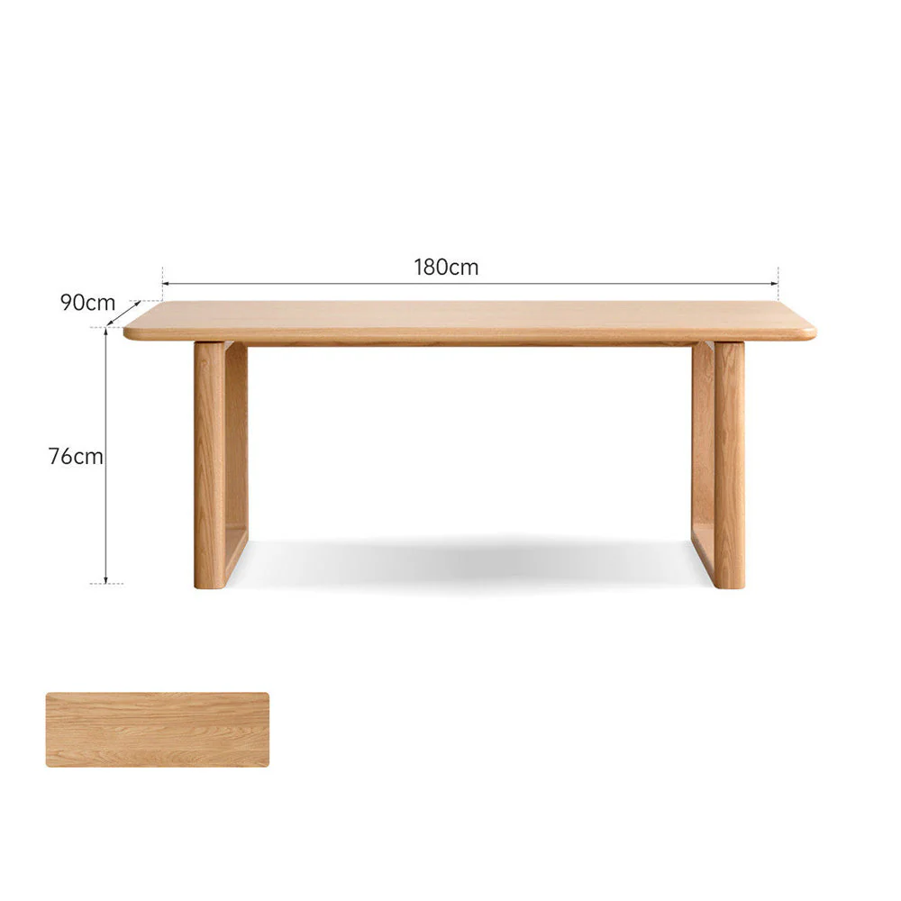 Ancona Natural Solid Oak Rectangular-Leg Dining Table - Image 9