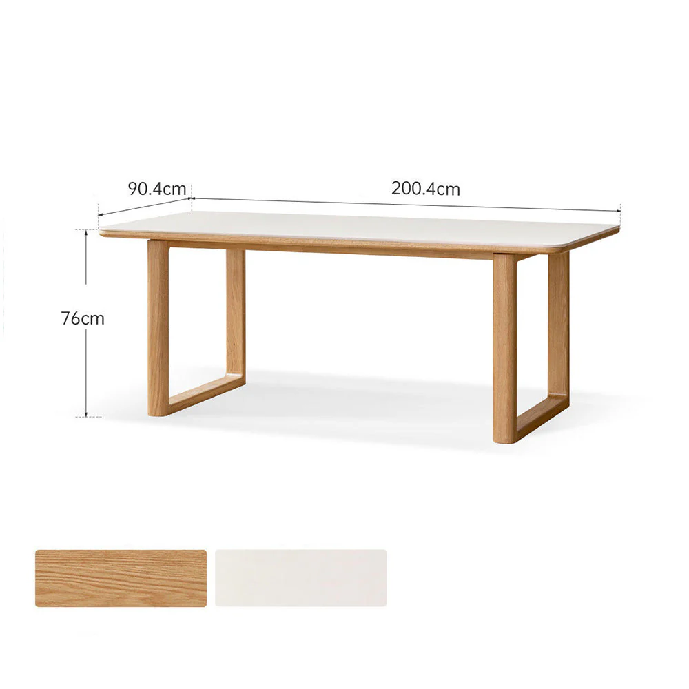Ancona Natural Solid Oak Rectangular-Leg Dining Table with Ceramic Top - Image 10