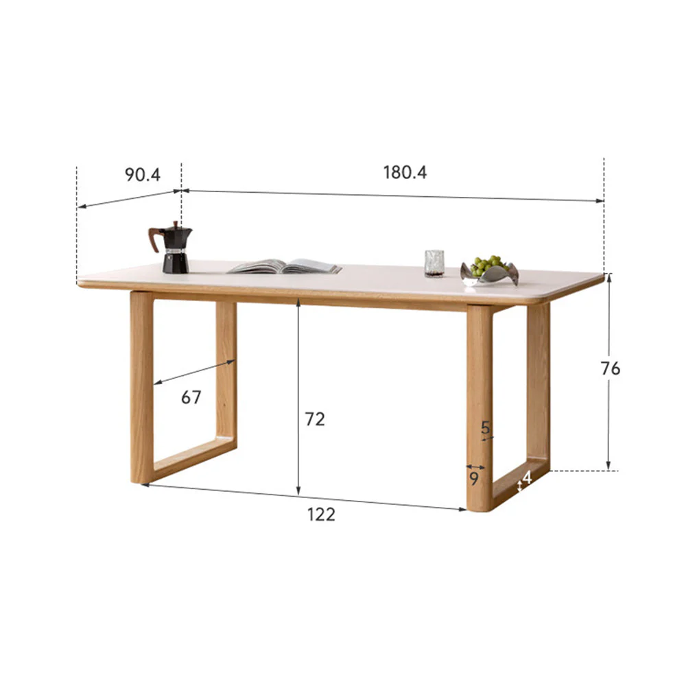 Ancona Natural Solid Oak Rectangular-Leg Dining Table with Ceramic Top - Image 11