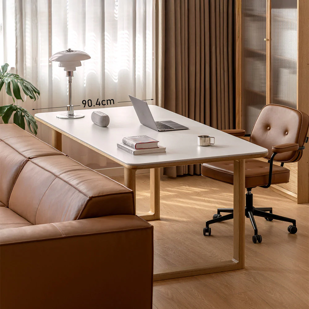 Ancona Natural Solid Oak Rectangular-Leg Dining Table with Ceramic Top - Image 2