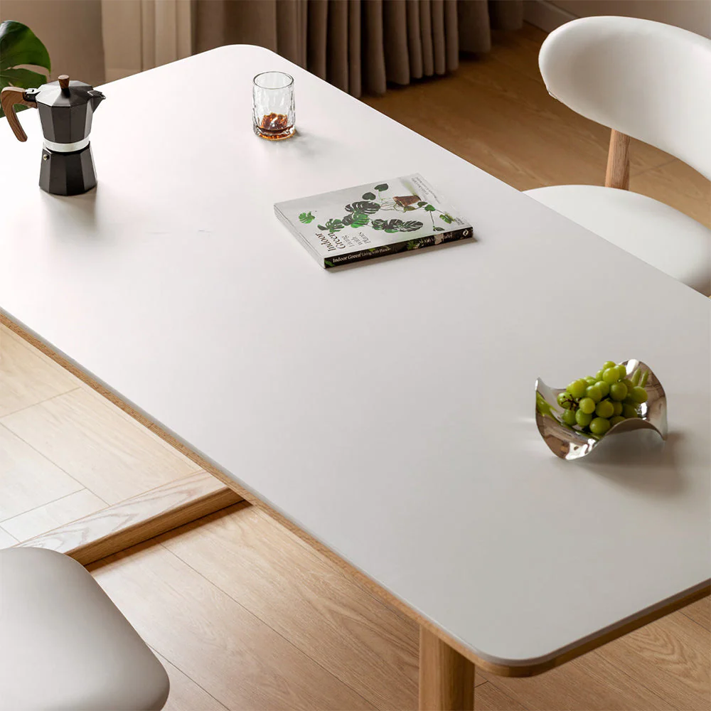 Ancona Natural Solid Oak Rectangular-Leg Dining Table with Ceramic Top - Image 3
