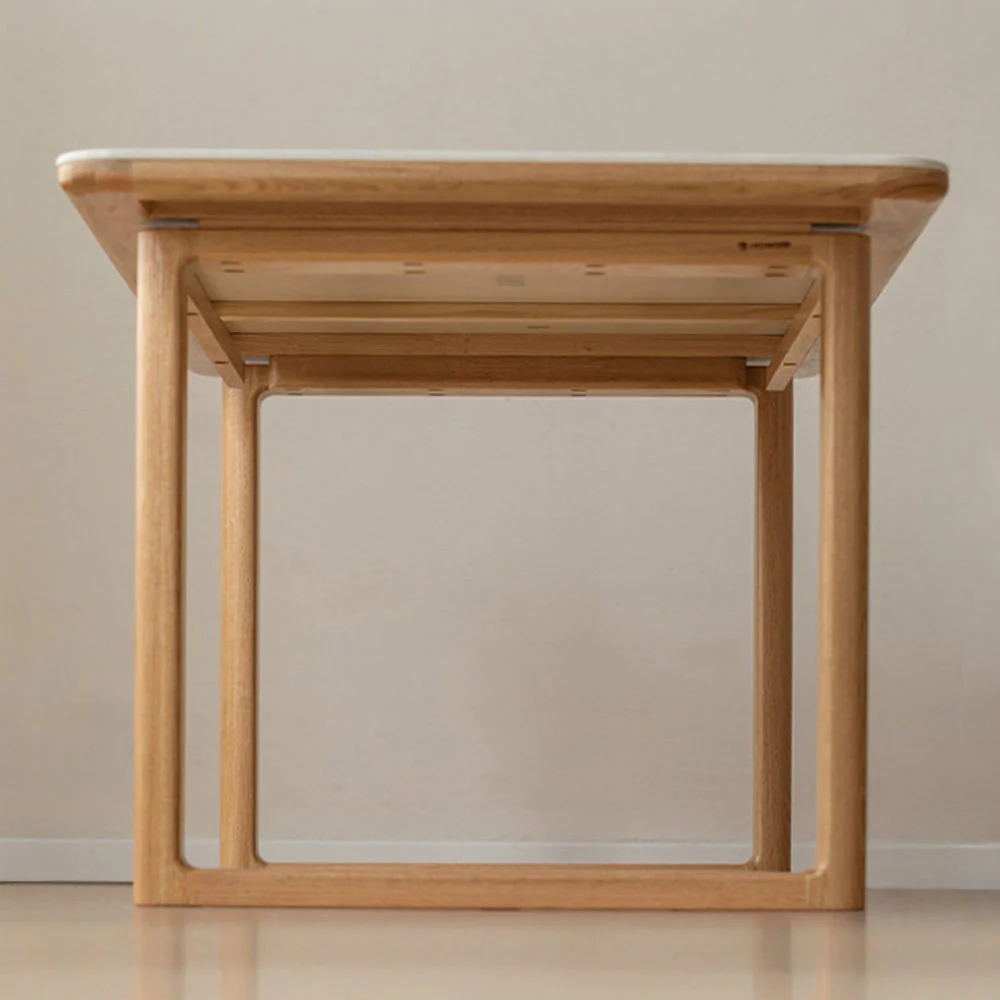 Ancona Natural Solid Oak Rectangular-Leg Dining Table with Ceramic Top - Image 4