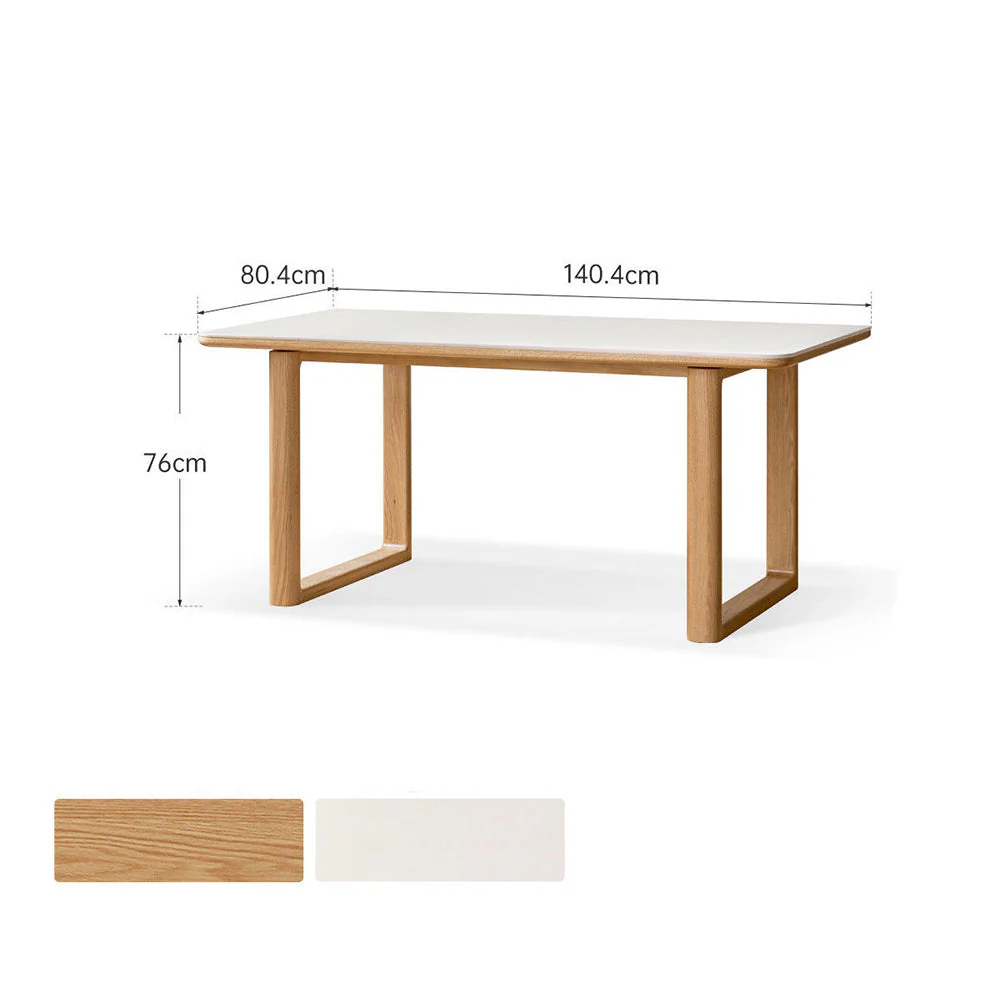 Ancona Natural Solid Oak Rectangular-Leg Dining Table with Ceramic Top - Image 7