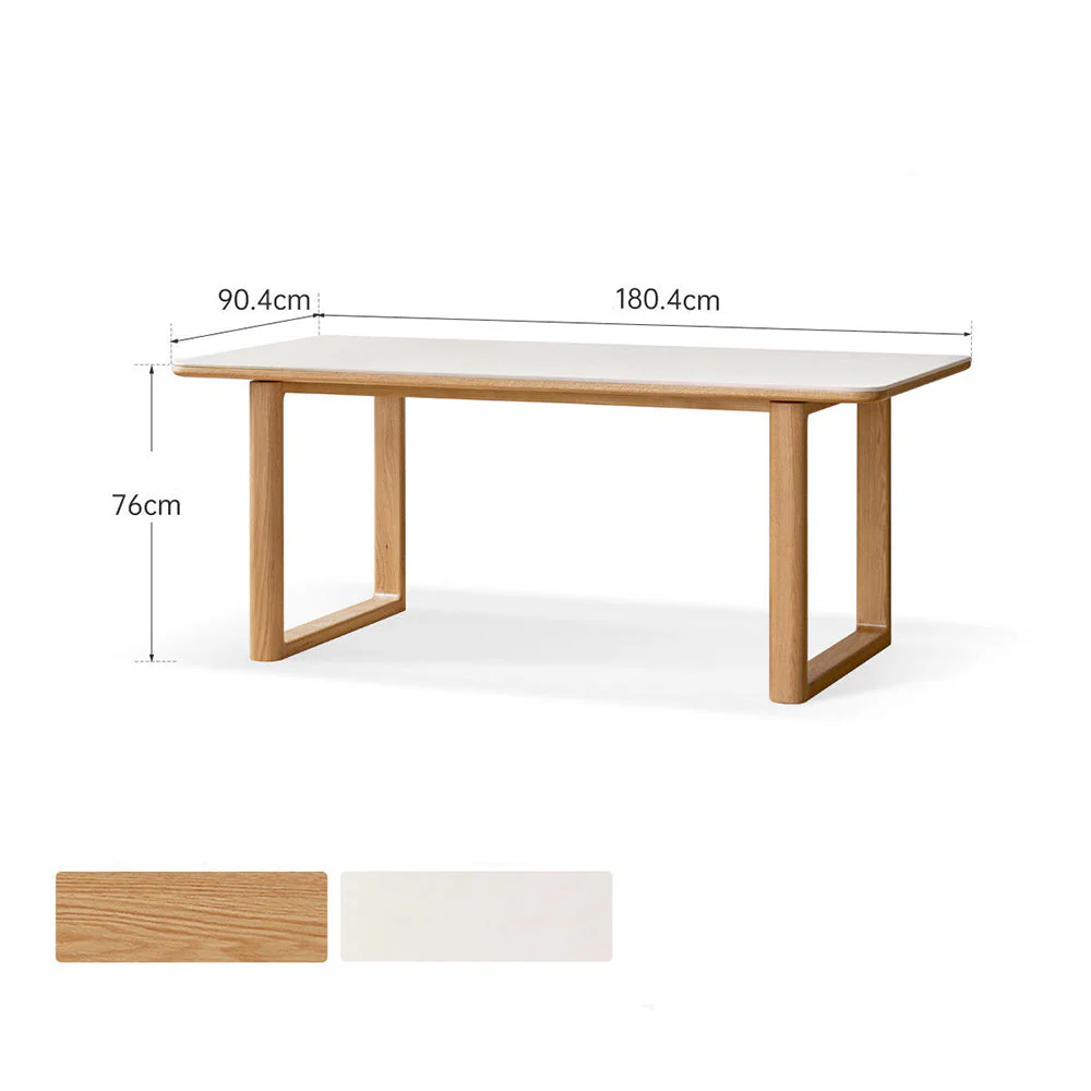 Ancona Natural Solid Oak Rectangular-Leg Dining Table with Ceramic Top - Image 9