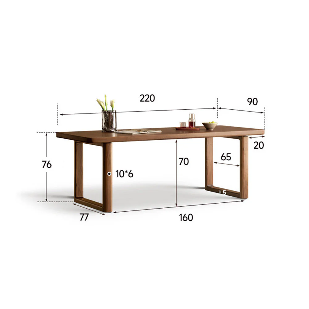Ancona Natural Solid Walnut Rectangular-Leg Dining Table - Image 10
