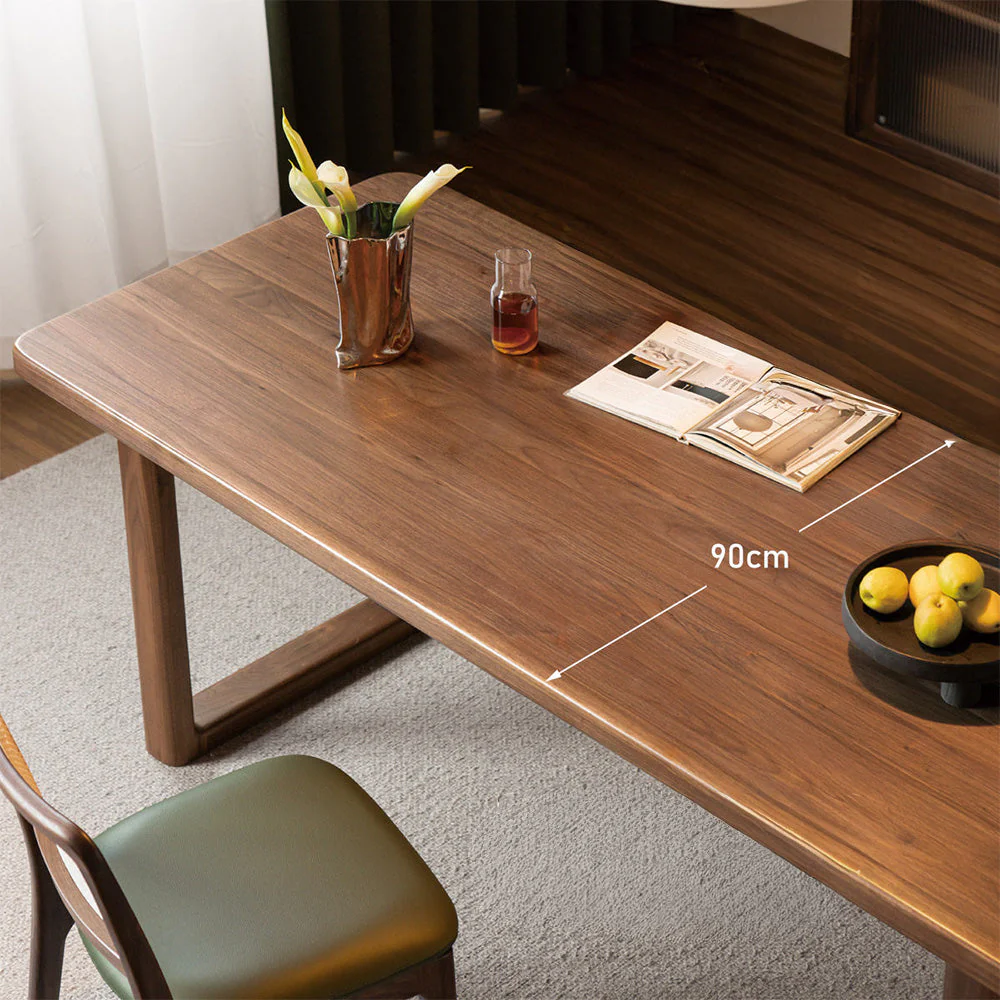 Ancona Natural Solid Walnut Rectangular-Leg Dining Table - Image 2