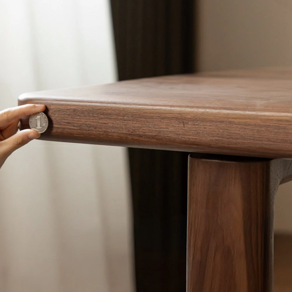 Ancona Natural Solid Walnut Rectangular-Leg Dining Table - Image 5