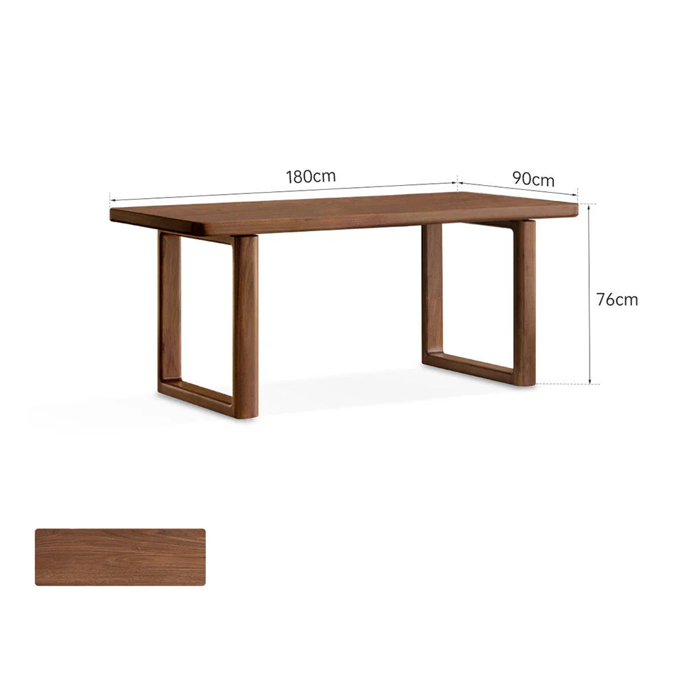 Ancona Natural Solid Walnut Rectangular-Leg Dining Table - Image 7