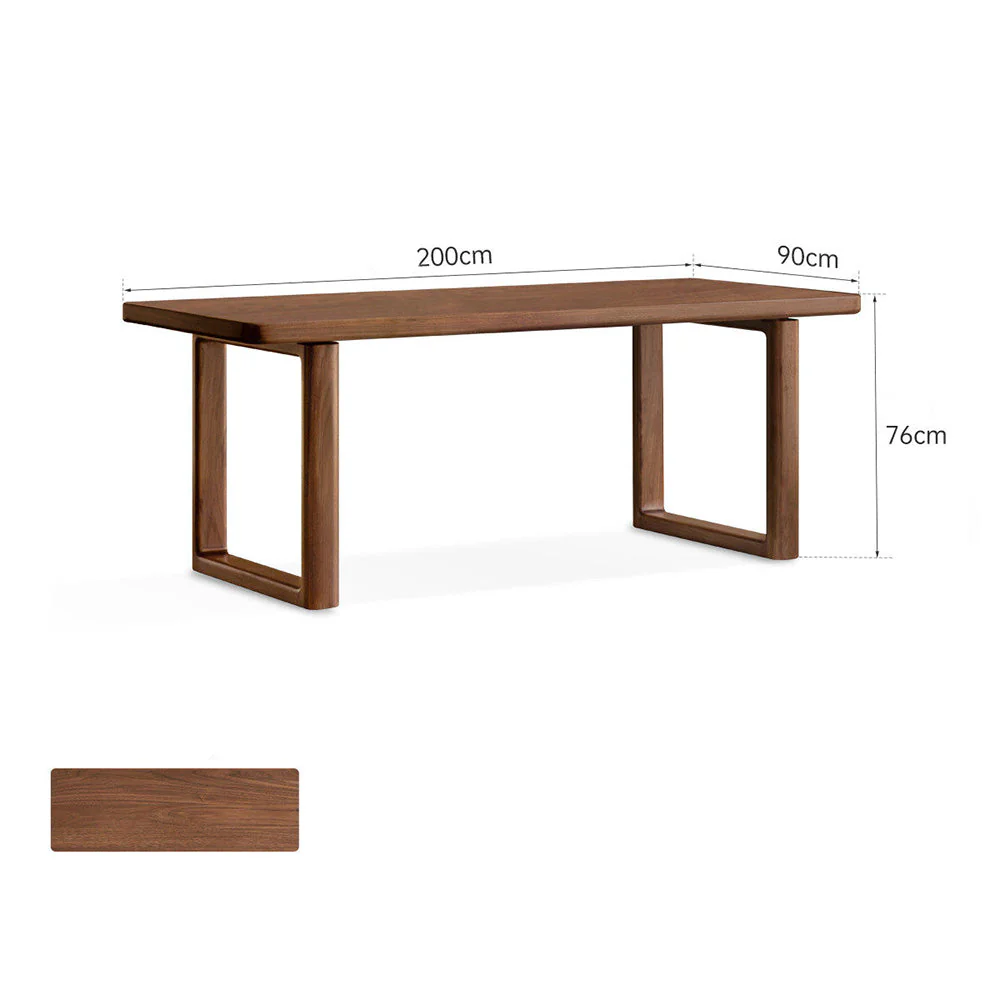 Ancona Natural Solid Walnut Rectangular-Leg Dining Table - Image 8