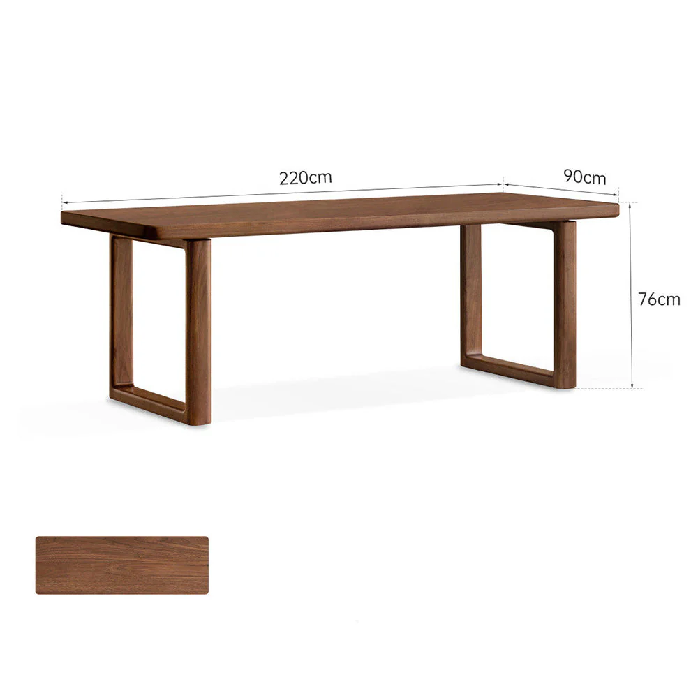 Ancona Natural Solid Walnut Rectangular-Leg Dining Table - Image 9