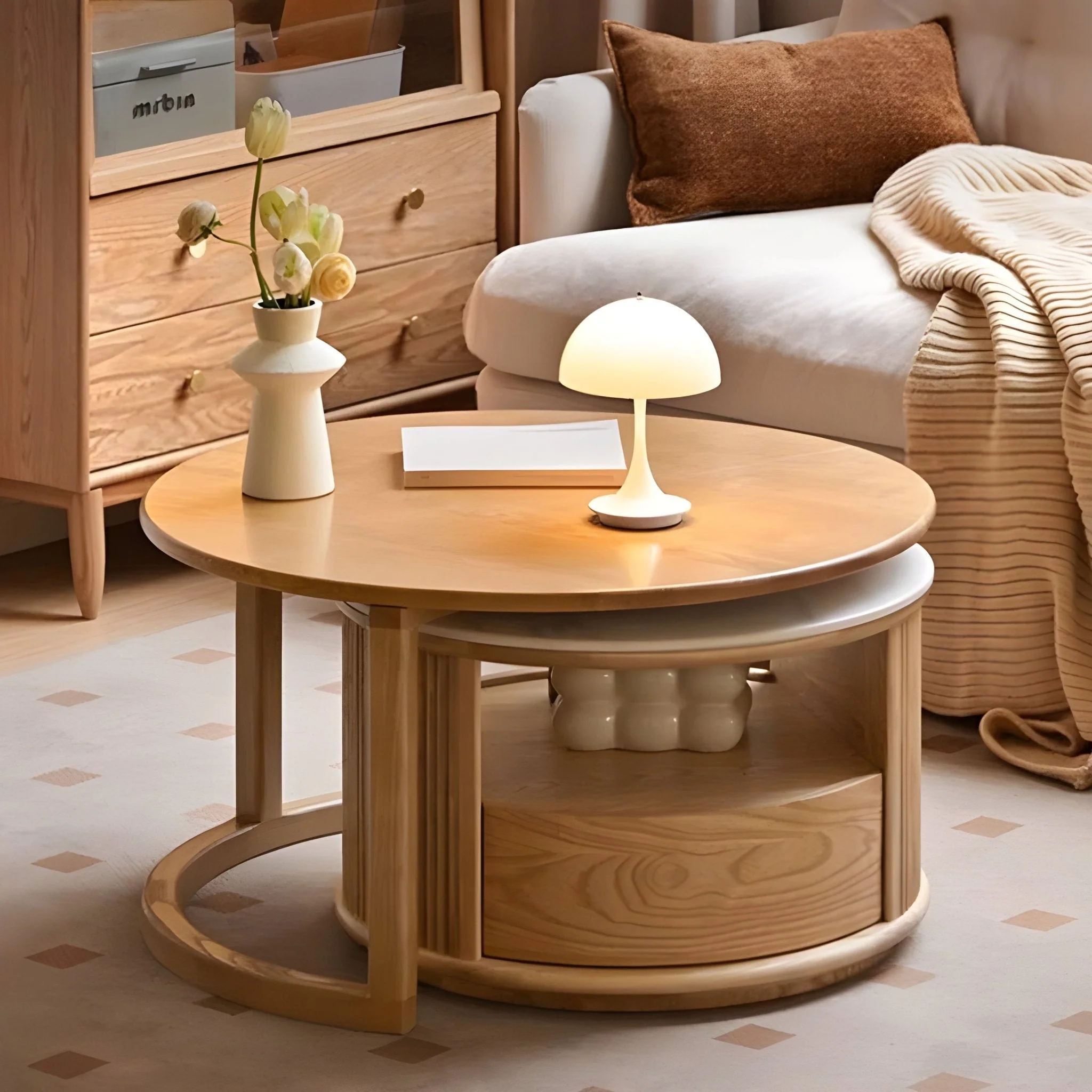 Anders Natural Solid Ash Coffee Table Set Design Three - Image 4