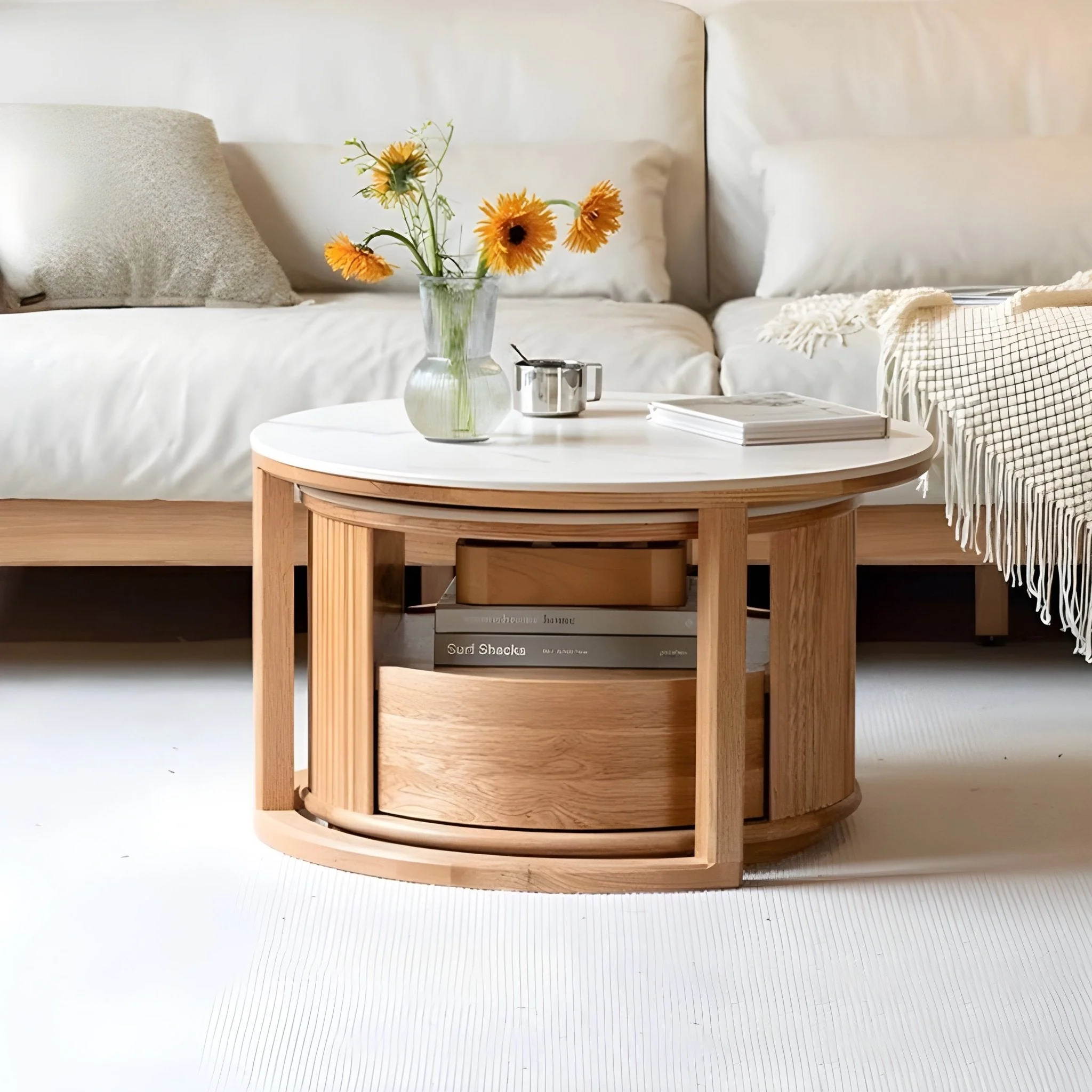 Anders Natural Solid Oak Coffee Table Set - Image 4