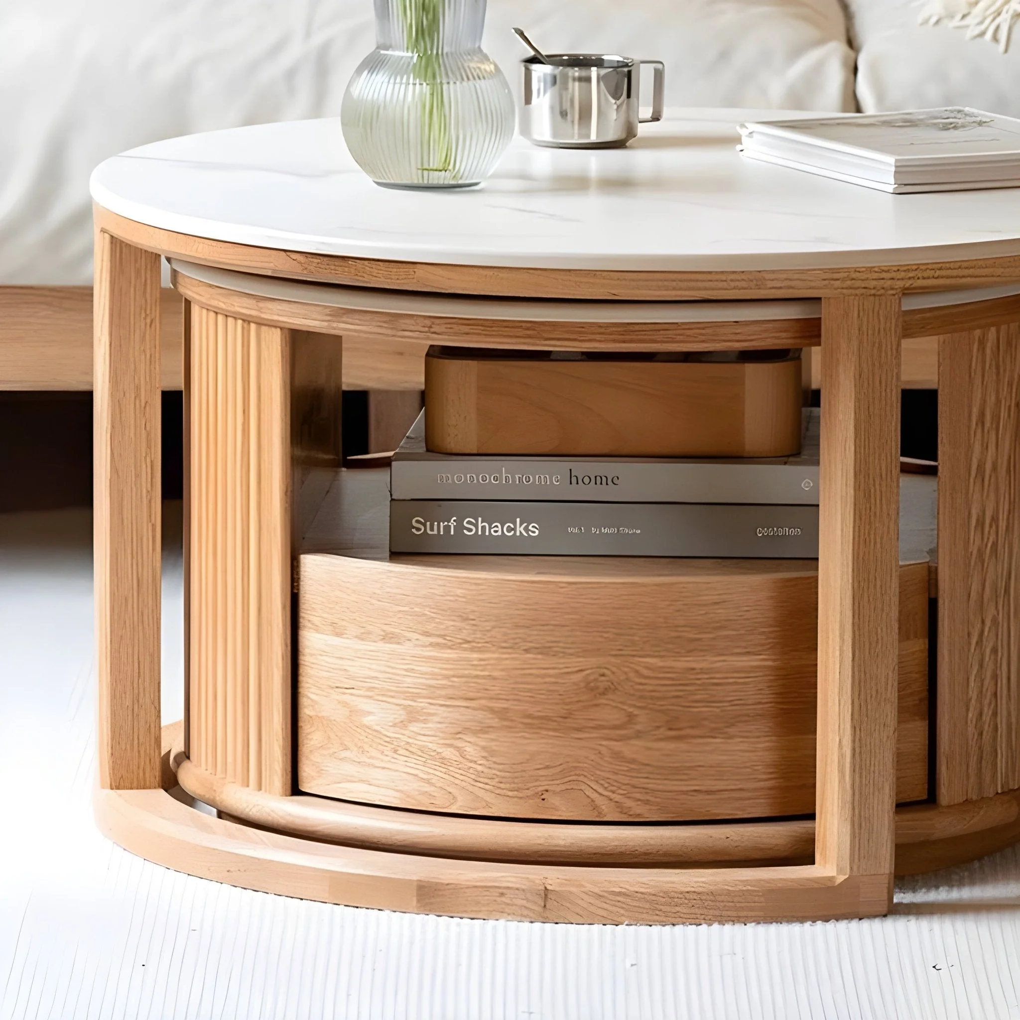 Anders Natural Solid Oak Coffee Table Set - Image 5
