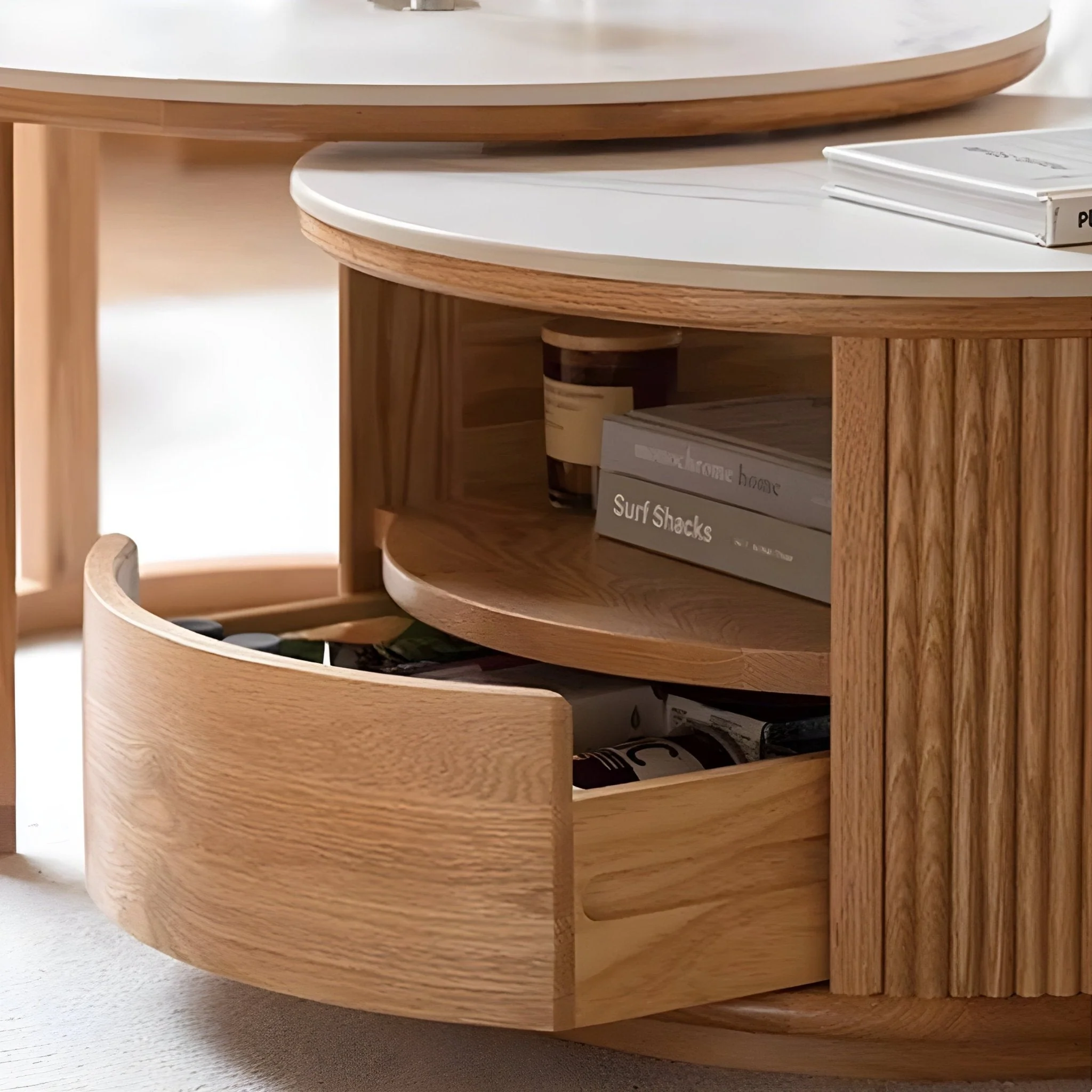 Anders Natural Solid Oak Coffee Table Set - Image 7