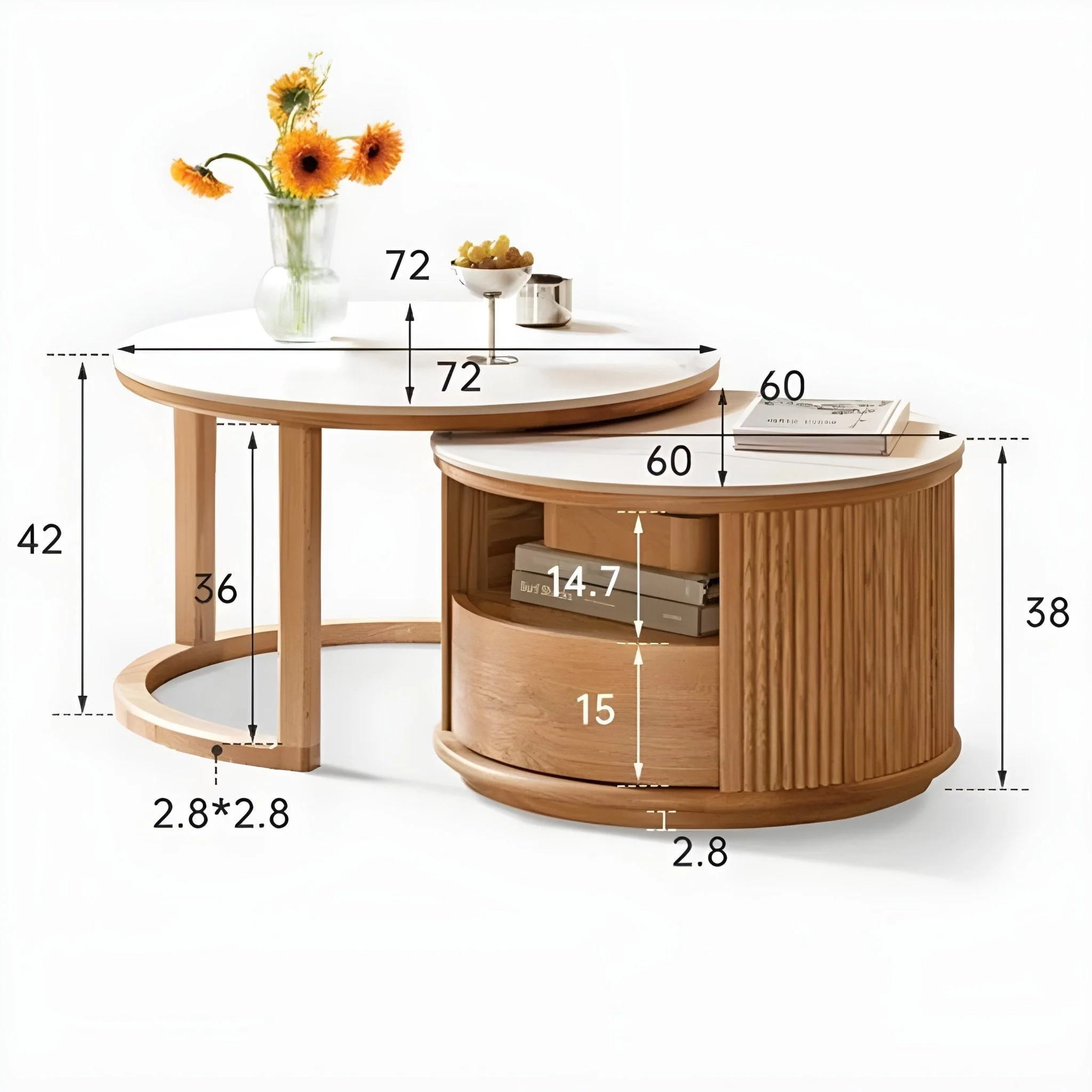 Anders Natural Solid Oak Coffee Table Set - Image 9