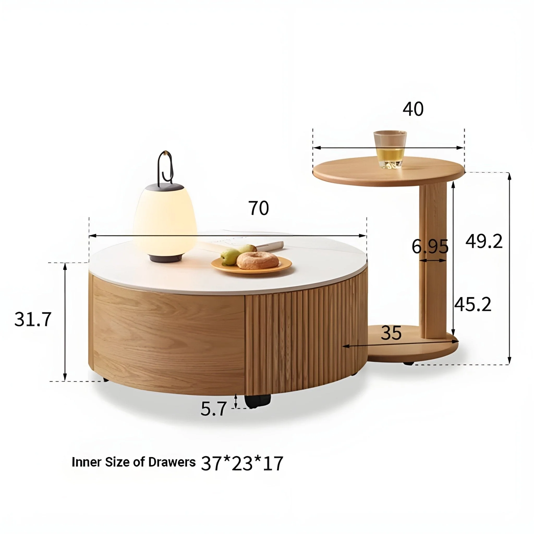 Anders Natural Solid Oak Coffee Table Set Design Two - Image 10