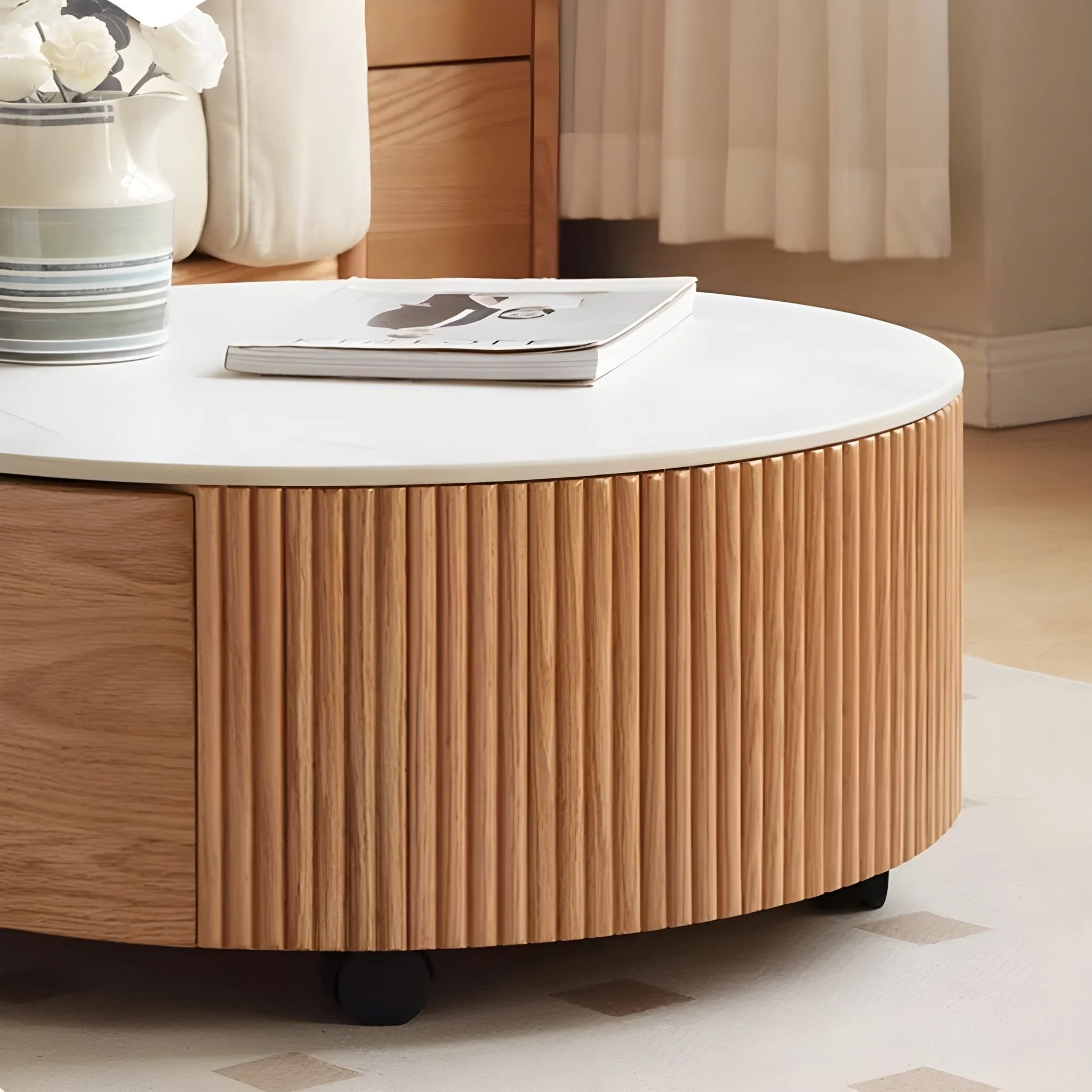 Anders Natural Solid Oak Coffee Table Set Design Two - Image 4