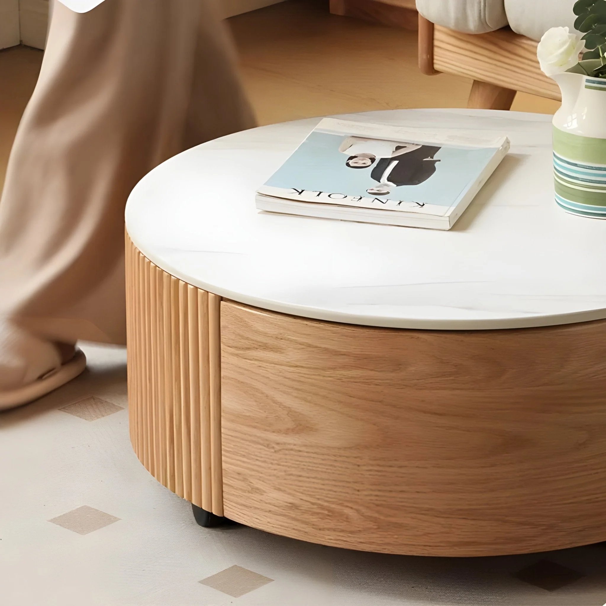 Anders Natural Solid Oak Coffee Table Set Design Two - Image 5