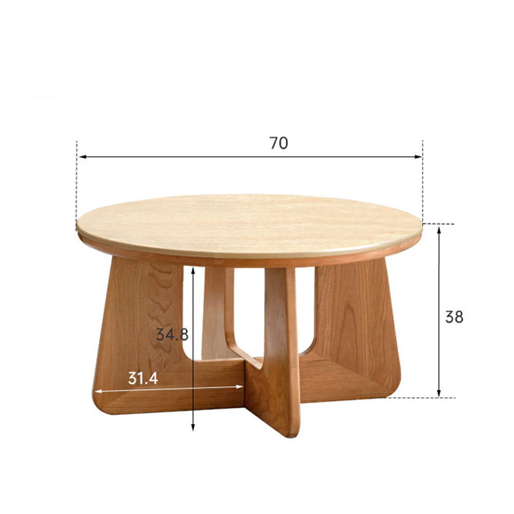Anela Natural Solid Cherry Coffee Table with Travertine Top - Image 10