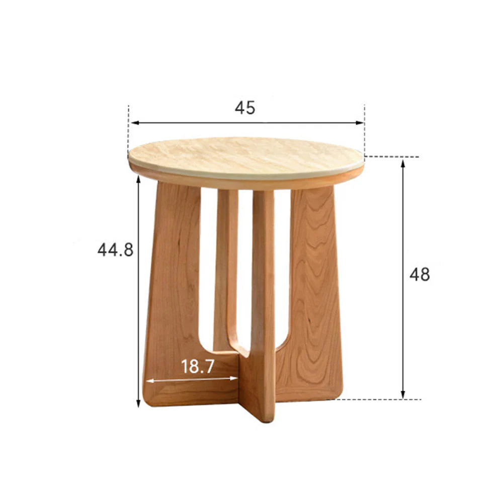 Anela Natural Solid Cherry Coffee Table with Travertine Top - Image 11