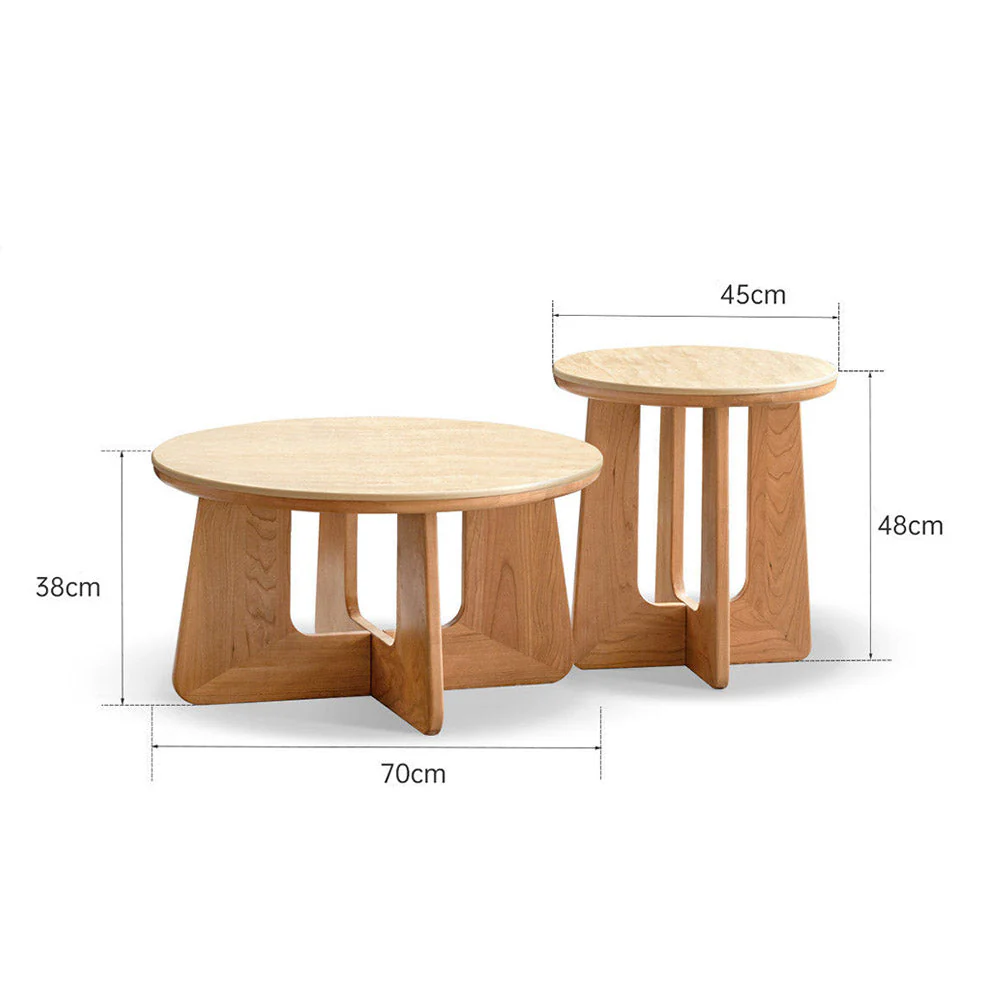 Anela Natural Solid Cherry Coffee Table with Travertine Top - Image 9