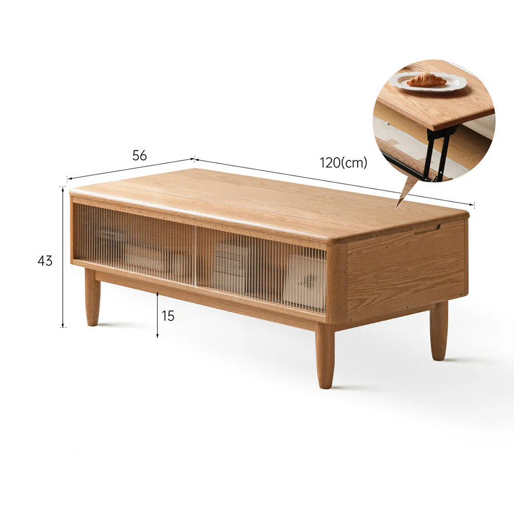 Anzio Natural Solid Oak Lift-Top Coffee Table - Image 10