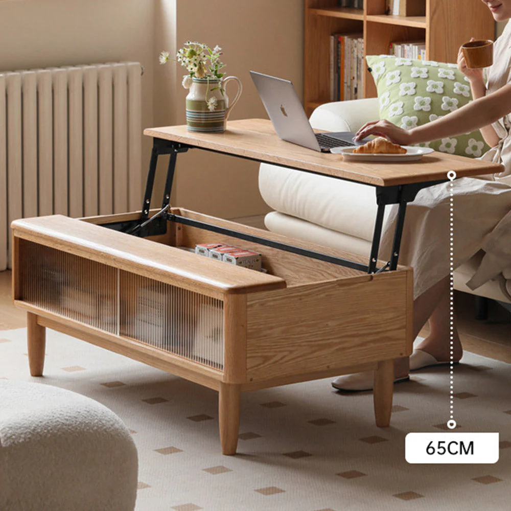 Anzio Natural Solid Oak Lift-Top Coffee Table - Image 5