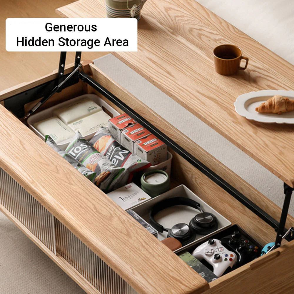Anzio Natural Solid Oak Lift-Top Coffee Table - Image 6